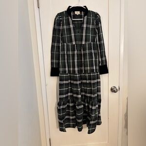 Tuckernuck Green and Black Plaid Long Sleeve Dress